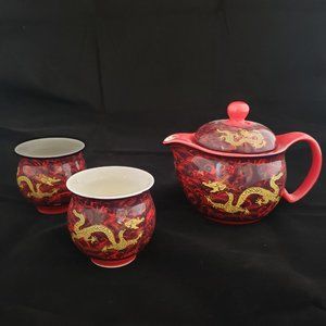 Chinese Dragon Imperial Tea Pot and Cups Set